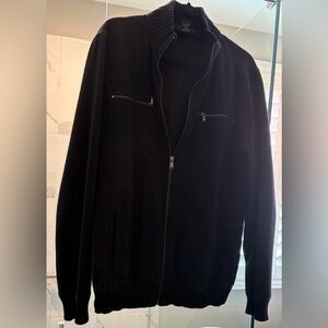 Calvin Klein Men's Solid Black Zip-Up Sweater